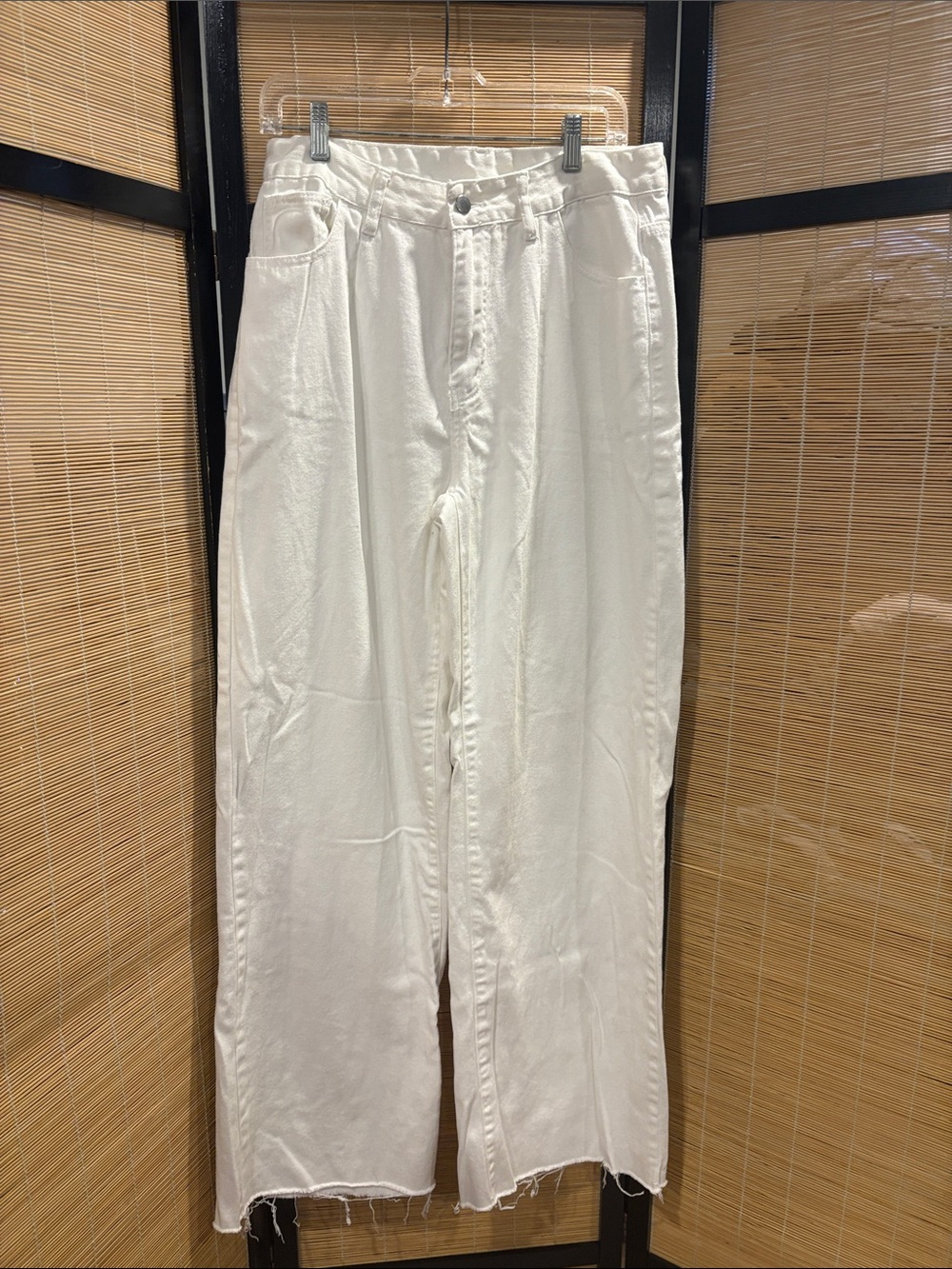 Tall White Wide-Leg Cotton Pants